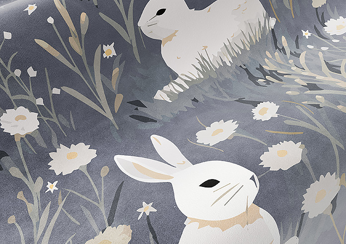 Bunny Meadows, Moonlit Grey - Motorised Roman Blind - Image 4